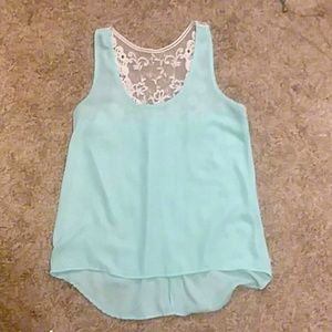 3 for $15 light blue lace back tank